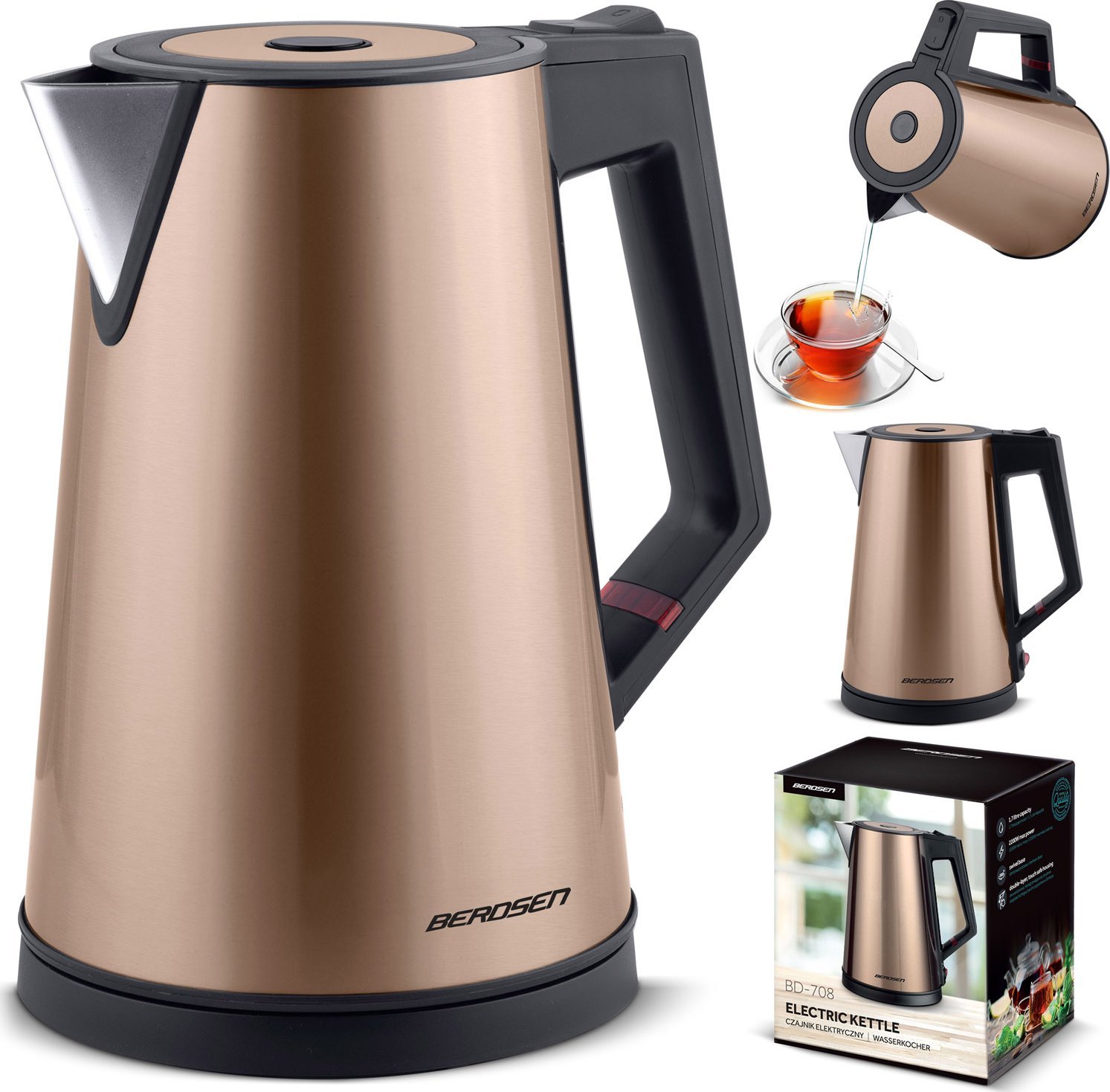Czajnik Berdsen Czajnik elektryczny 1,7l BD-708 miedziany