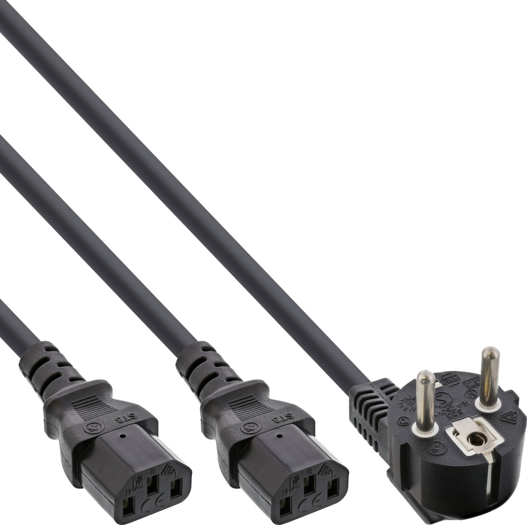 Kabel zasilający InLine InLine® AC Power Y-Cable German Type F black 3m