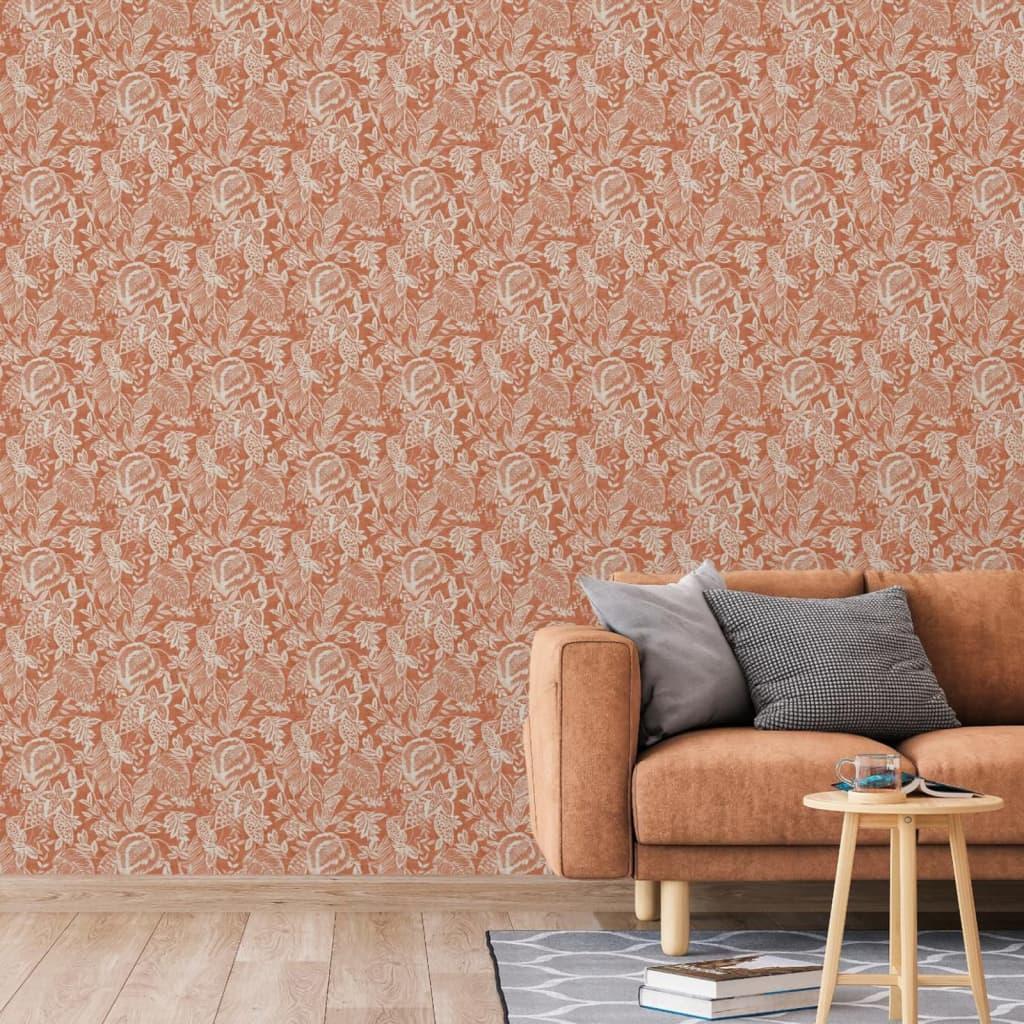 Dutch Wallcoverings DUTCH WALLCOVERINGS Tapeta Mae, pomarańczowo-beżowa