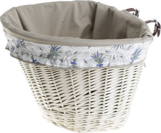 WickerPL Wiklinowy Kosz Rowerowy Wybielany z Obszyciem 42x37 H24 cm