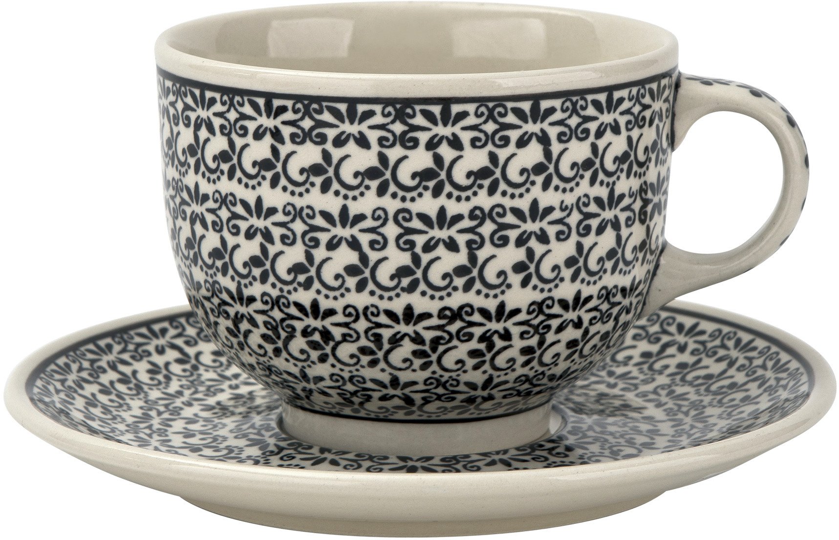 Filiżanka ceramiczna 500 ml + spodek Bolesławiec Dekor 941