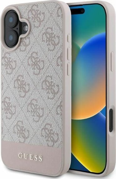 Guess GUHCP16SG4GLPI iPhone 16 6.1" różowy/pink hardcase 4G Bottom Stripe