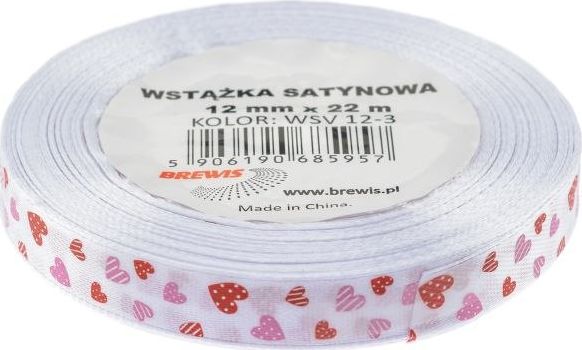 BREWIS Wstążka satynowa serca 12mm kolor 3 Brewis