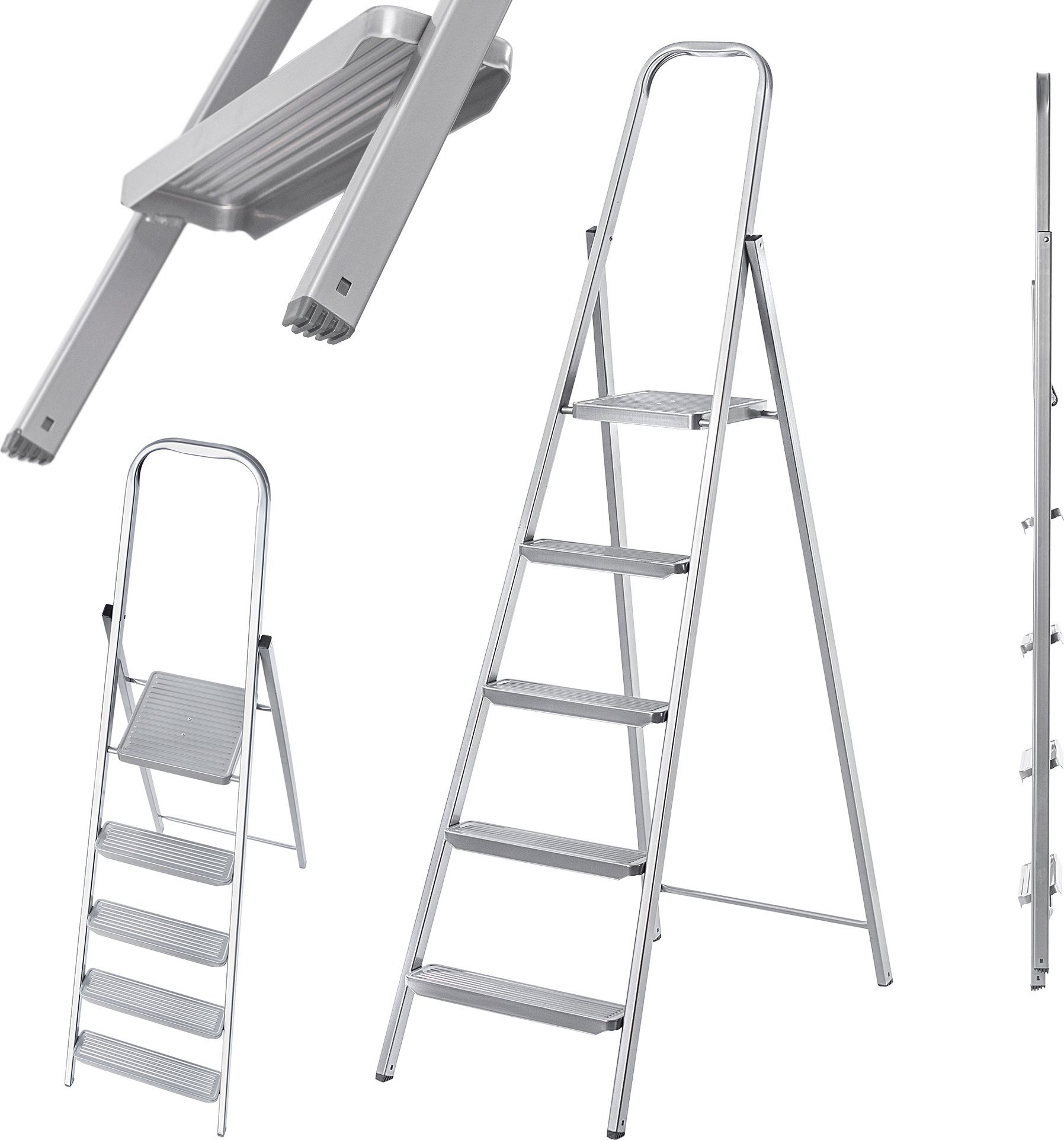 Kadax KADAX Drabina Stalowa 5 Stopniowa Uniwersalna Jednostronna Składana Domowa