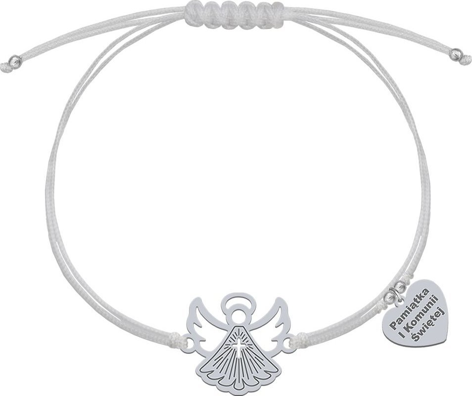 Radziszewska Jewellery Bransoletka z Aniołkiem srebro sznurek GRAWER GRATIS
