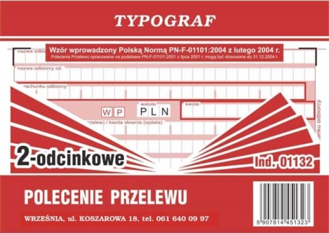 Typograf Druk polecenie przelewu wpłata gotówkowa TYPOGRAF A6 2 odc.
