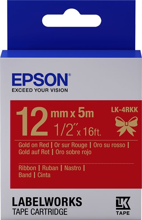 Epson Epson Epson Label Cartridge Satin Ribbon LK-4RKK Gold/Red 12mm (5m)