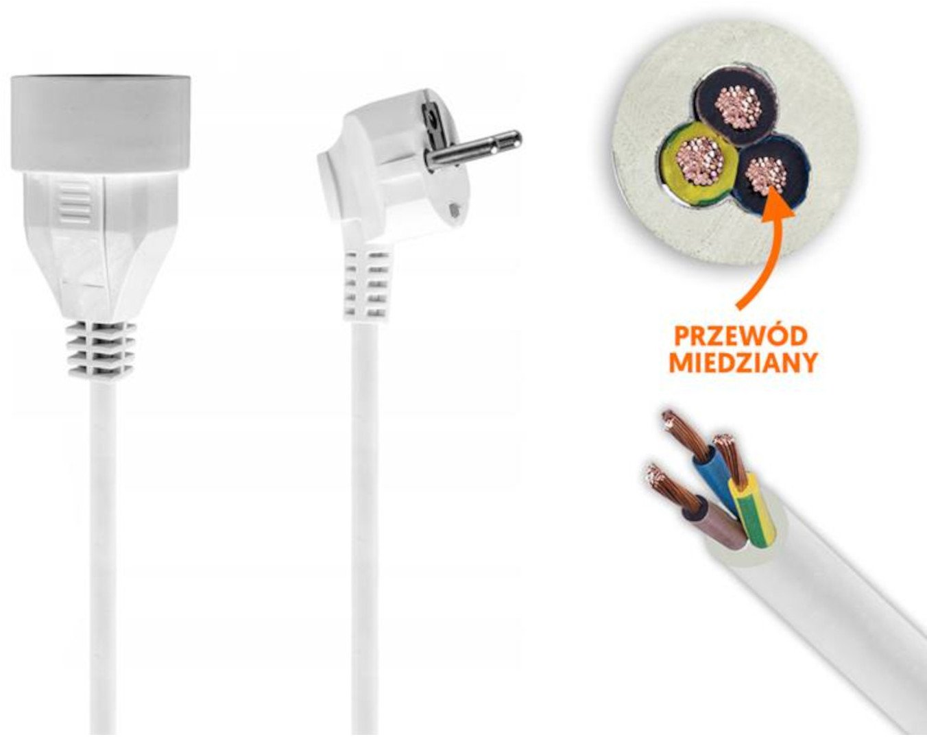 Przedłużacz sieciowy z/u 1x gniazdo 5m LX9550 biał