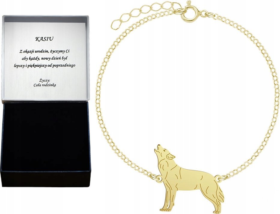 Radziszewska Jewellery Bransoletka WILK pozłacana GRAWER DEDYKACJA GRATIS