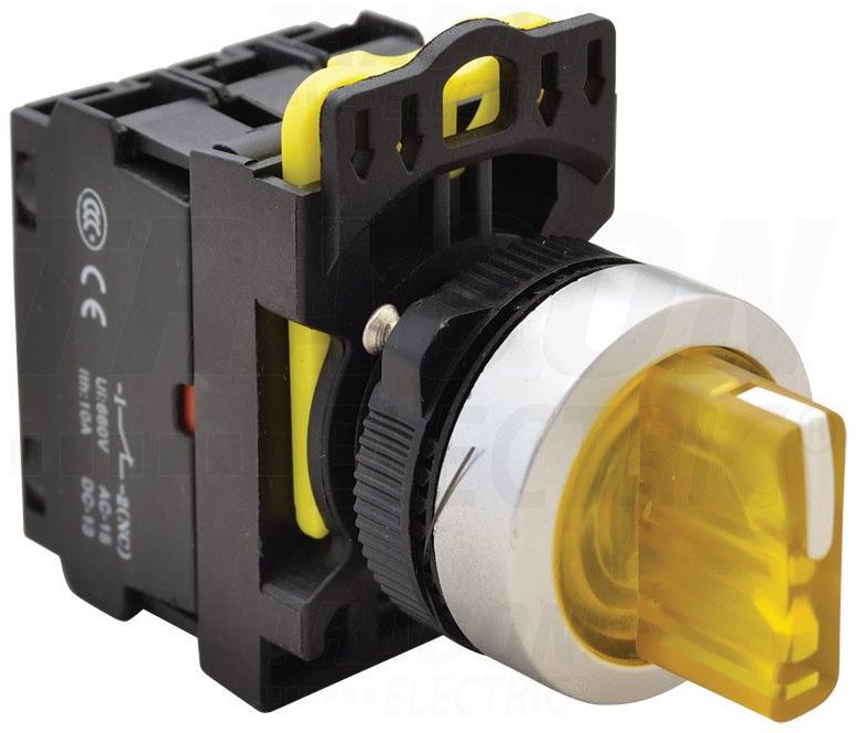 Przełącznik pokrętny podświetlany LED, trzystanowy sprężynowy NYK3-SL34Y żółty