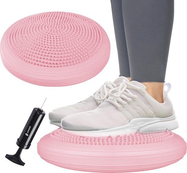 Springos Poduszka sensoryczna dysk do ćwiczeń+pompka różowa