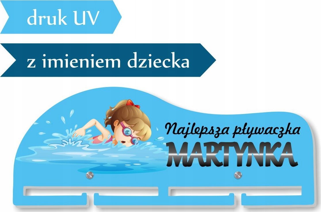 naSciane Wieszak MEDALÓWKA na medale pływanie imię 3D UV dz