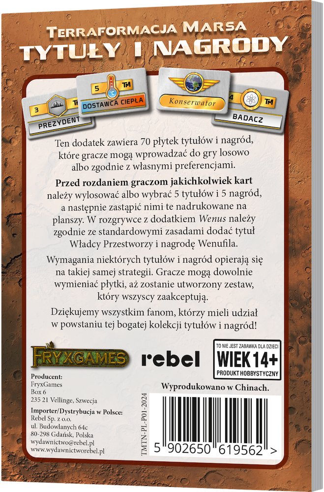 Rebel Dodatek do gry Terraformacja Marsa: Tytuły i nagrody