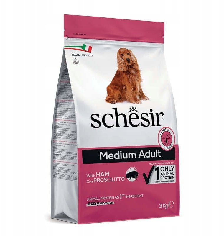 Original, karma sucha, dla psa, szynka, 3 kg, worek, dla dorosłych średnich ras