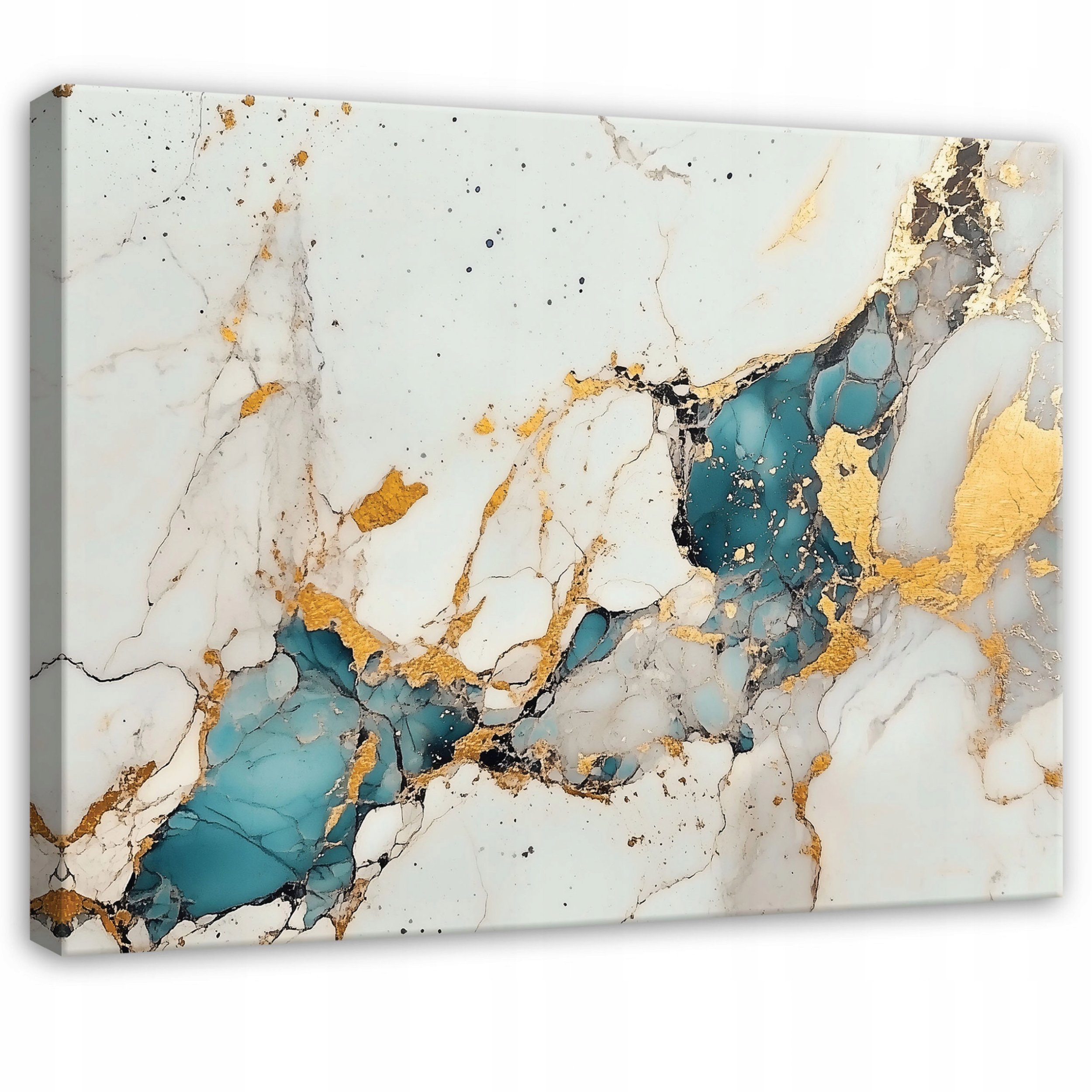 OBRAZ ABSTRAKCJA MARMUR SZARY ZŁOTO DO SYPIALNI SALONU NA PŁÓTNIE 100x70