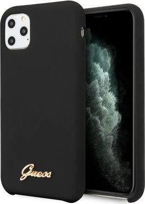 Guess Guess GUHCN58LSLMGBK iPhone 11 Pro black/czarny hard case Silicone Vintage Gold Logo