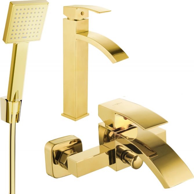 Mexen Mexen Libra R45 zestaw wannowy, złoty - 745113R45-50