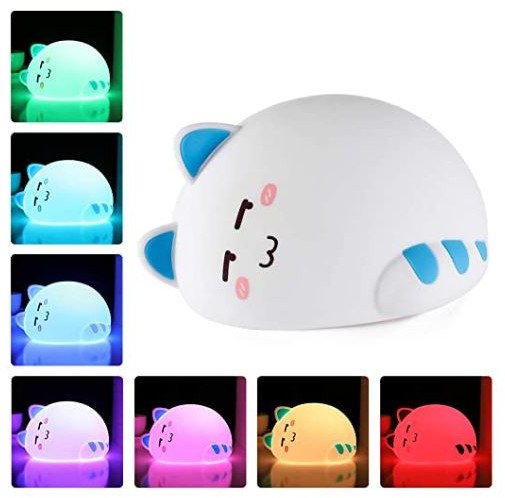 Silikonowa lampka nocna LED kolory KOT KOTEK