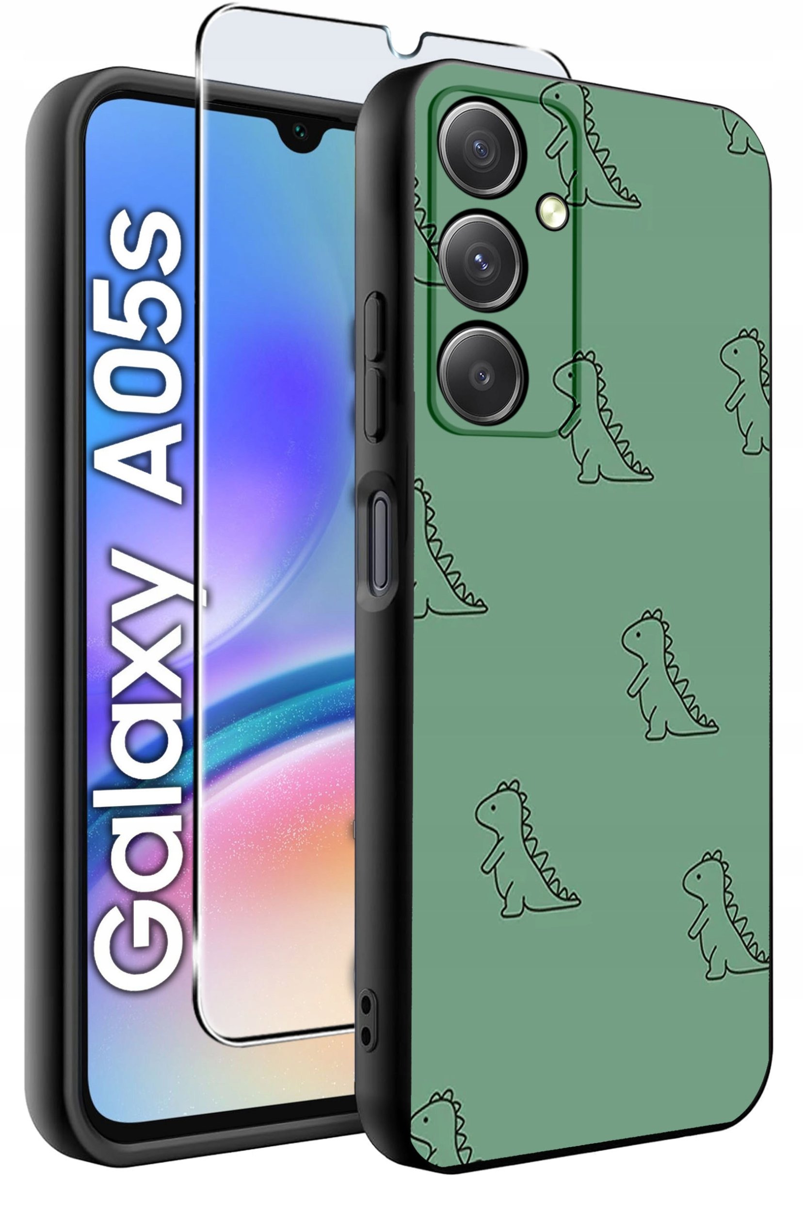 ETUI do Samsung A05s WZORY | SILIKONOWE MATT CASE + SZKŁO 9H