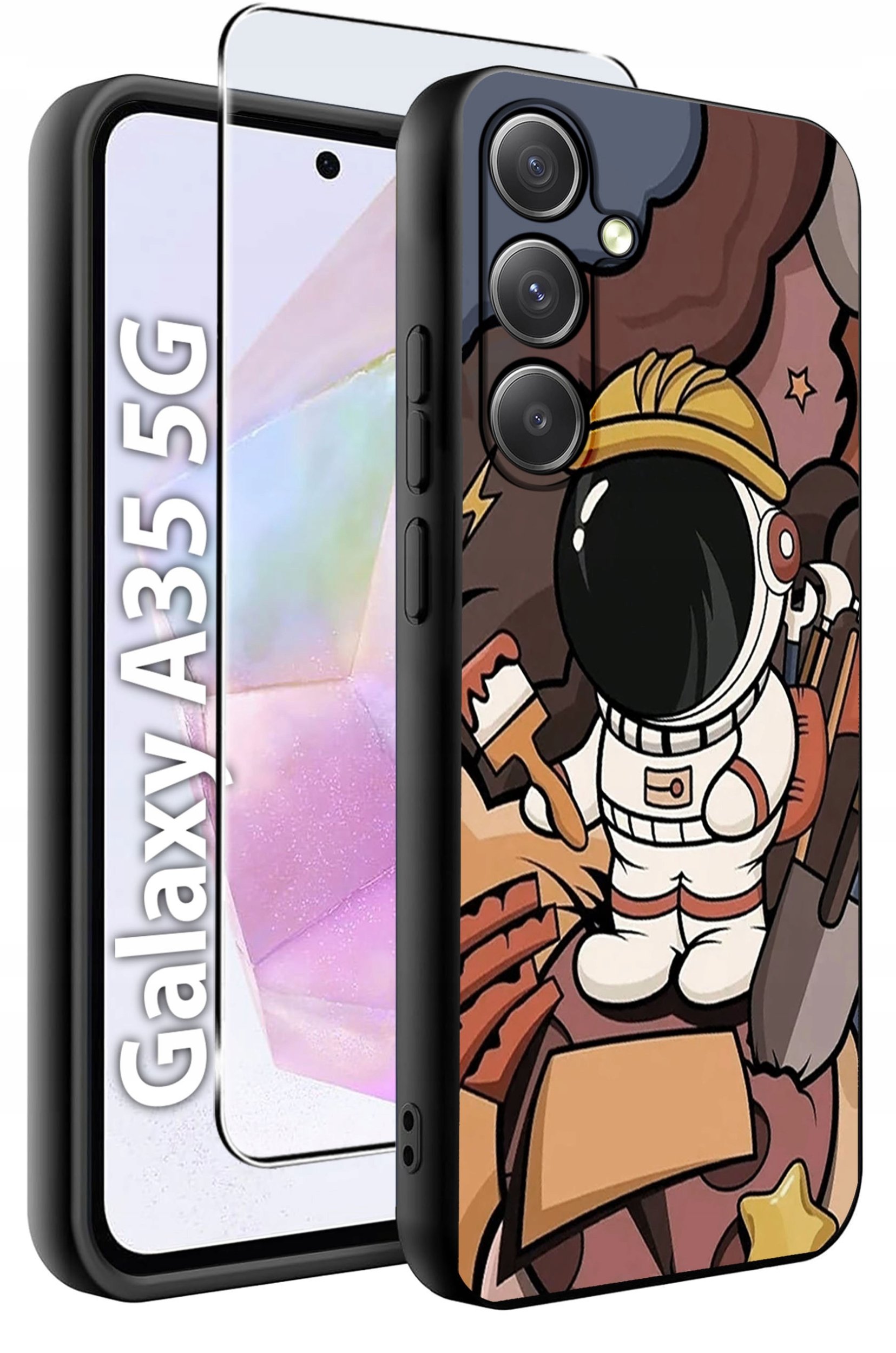 ETUI do Samsung A35 5G WZORY | SILIKONOWE MATT CASE + SZKŁO HARTOWANE 9H