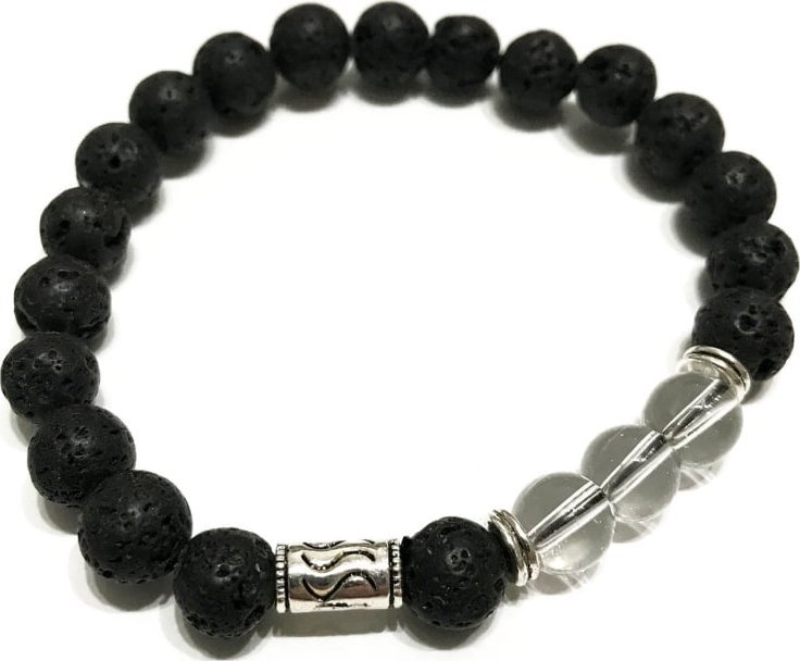 Lovrin Bransoletka z kamieniami wulkanicznymi - Tribal Kryształ Górski