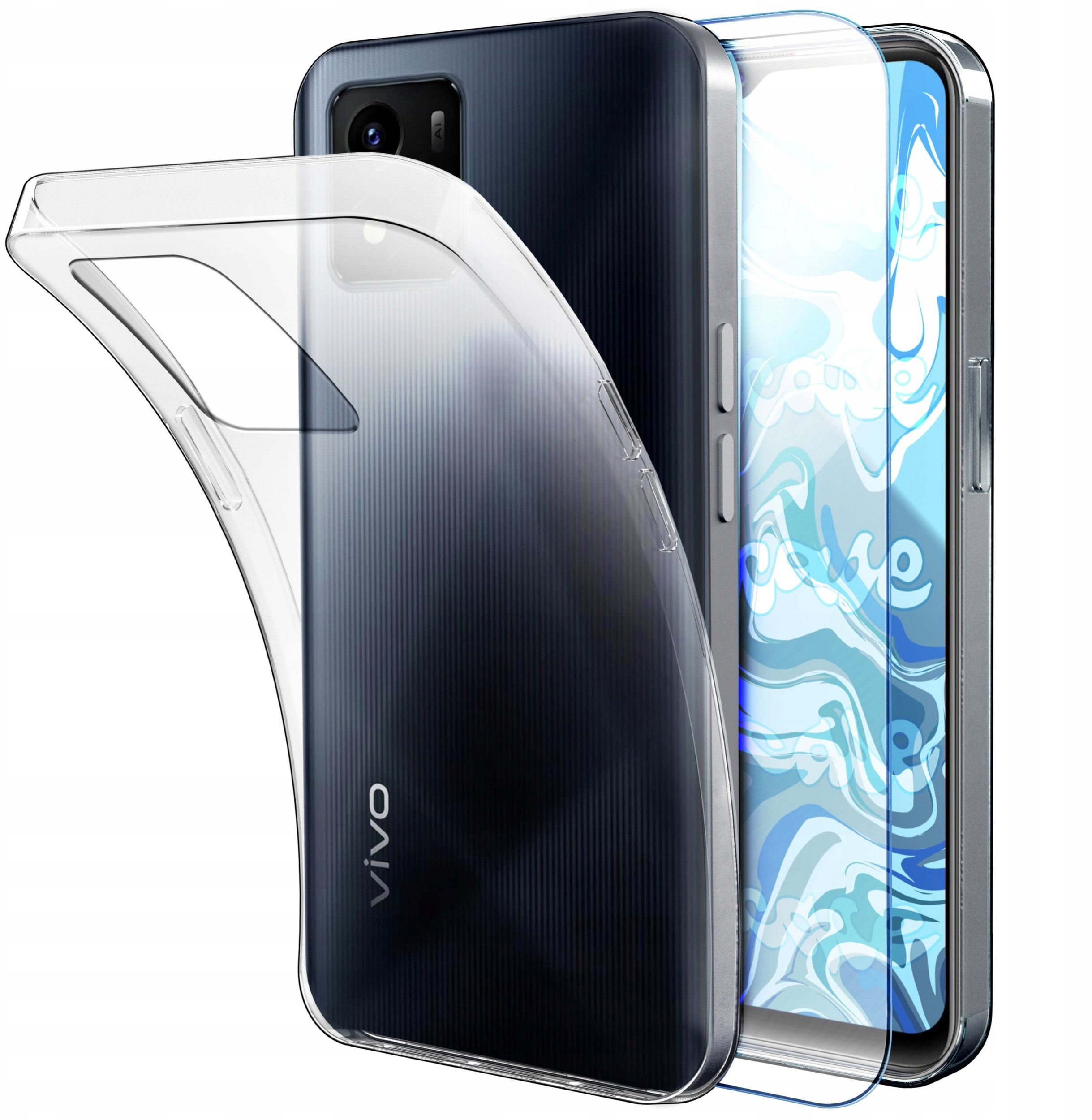 Etui Do Vivo Y01(Przezroczyste, Silikonowe, Ochronne, Case) Szkło 9H
