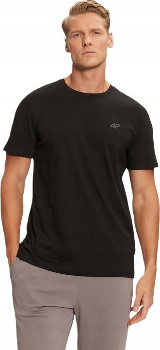 KOSZULKA MĘSKA 4F GŁADKA TSHIRT CZARNY BAWEŁNA PREZENT r. S