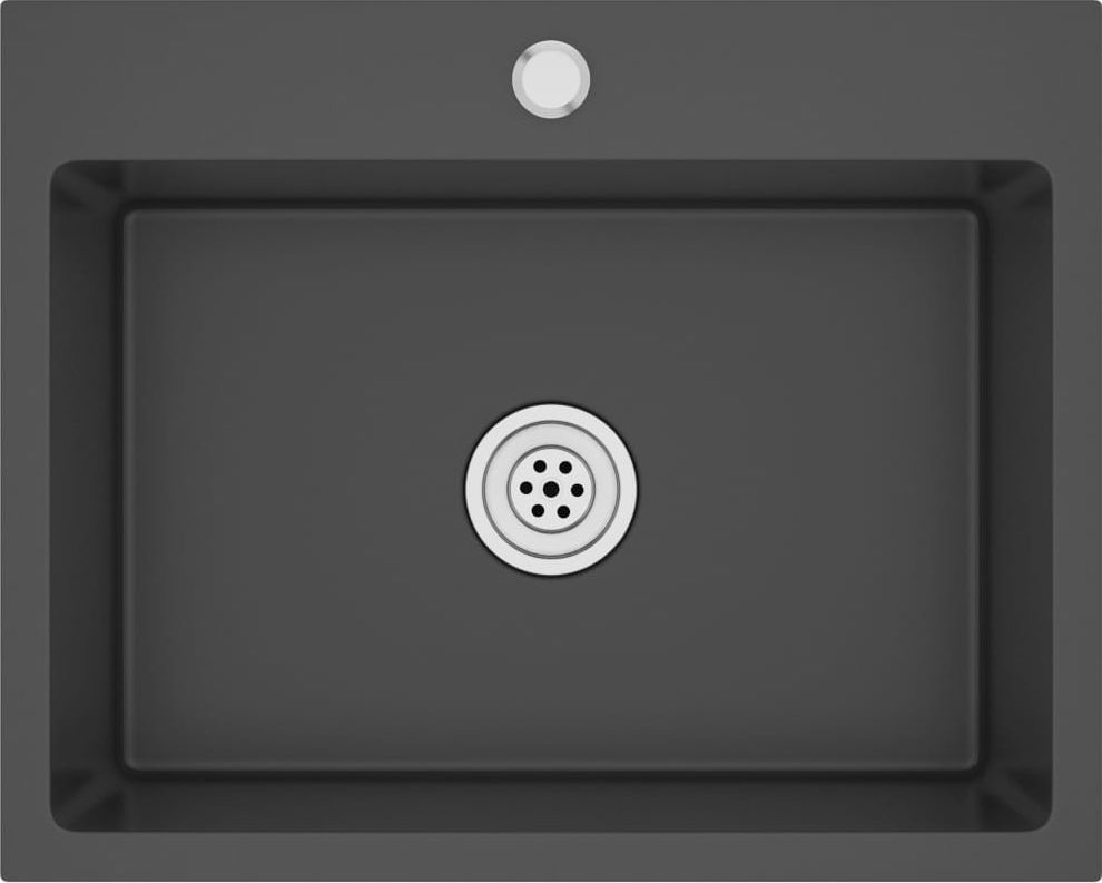 Zlewozmywak vidaXL Ręcznie robiony kuchenny z otworem na kran czarny stal