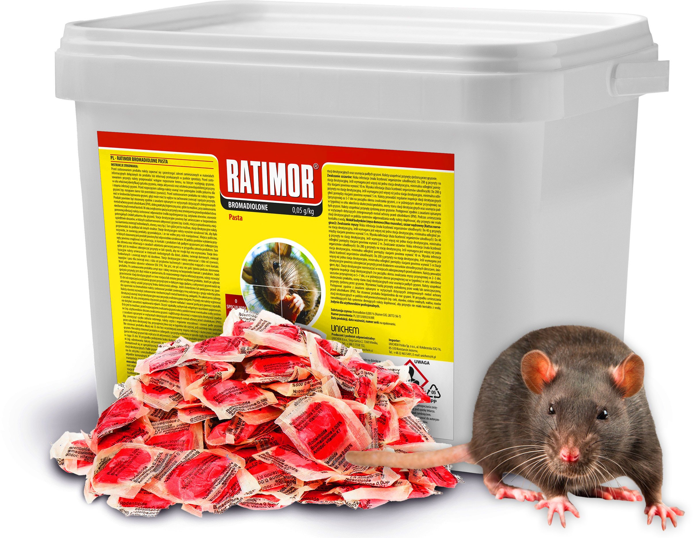Trutka na Myszy i Szczury Czerwona Pasta Bromadiolone 4,5kg Ratimor Trucizna Środek Gryzoniobójczy Przeciw Myszom Szczurom Gryzoniom