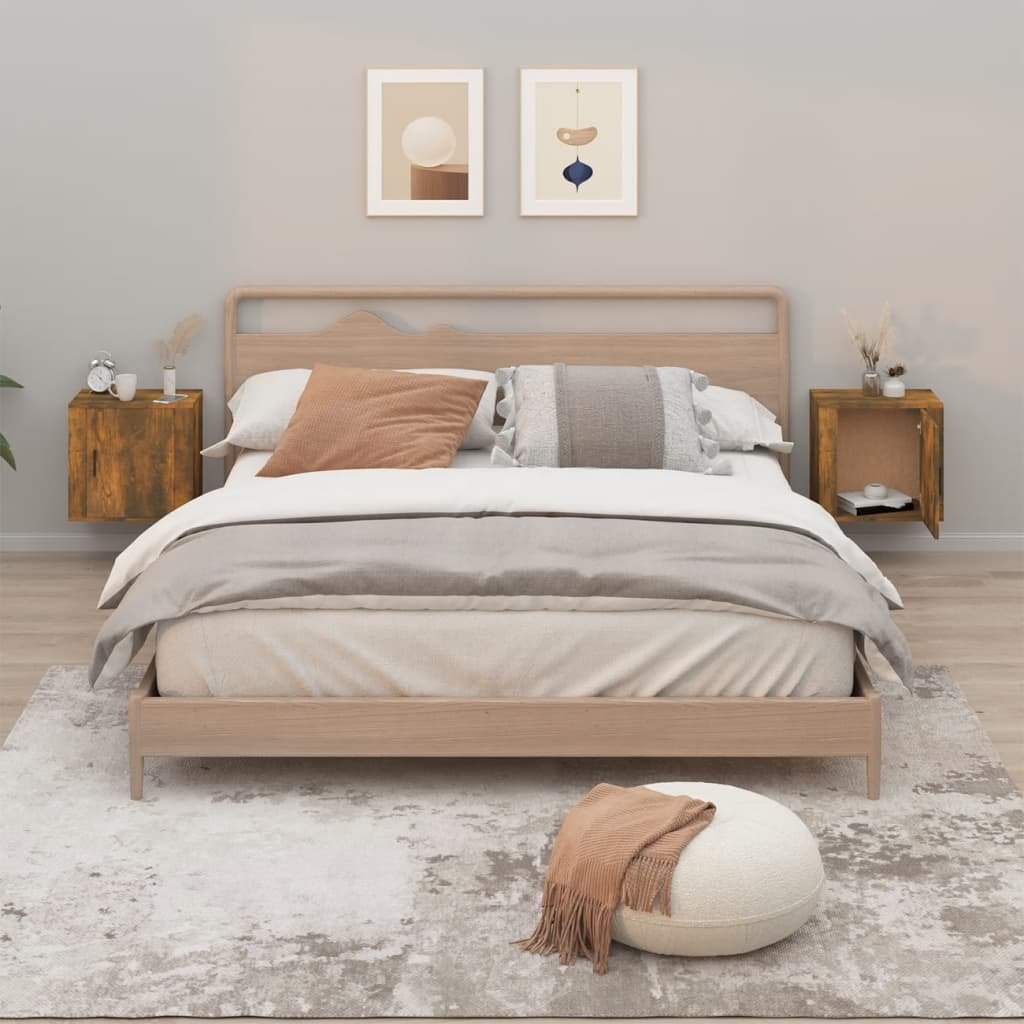 vidaXL vidaXL Wiszące szafki nocne, 2 szt., przydymiony dąb, 50x30x47 cm