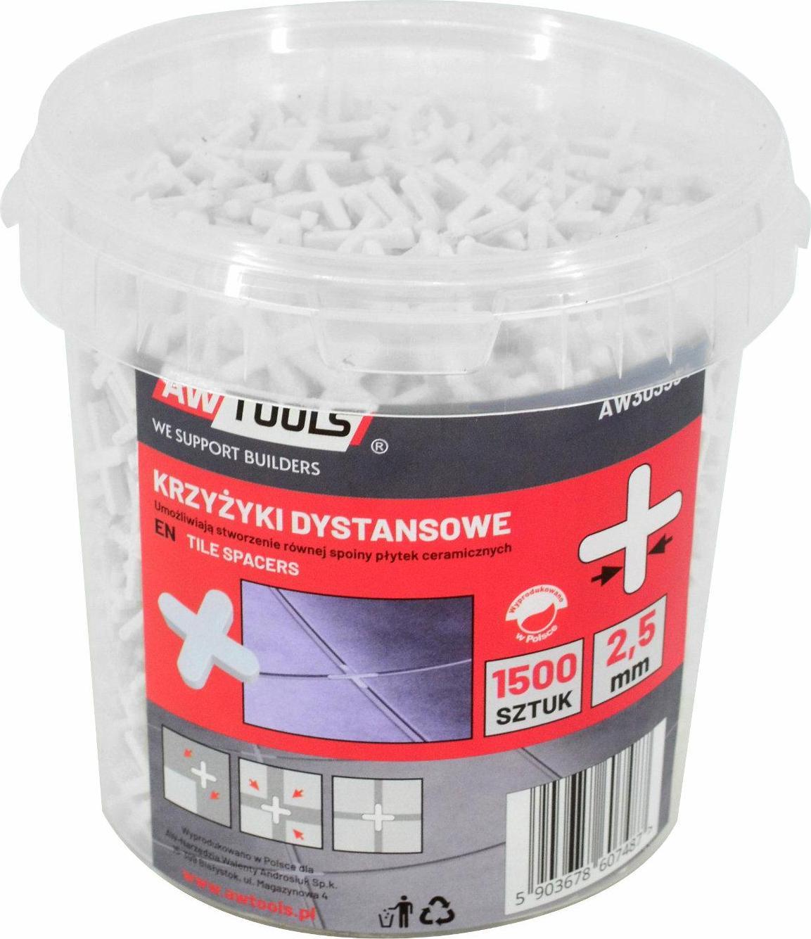 AWTools AWTOOLS KRZYŻYKI DYSTANSOWE 2,0mm / 1500szt. WIADERKO AW303553