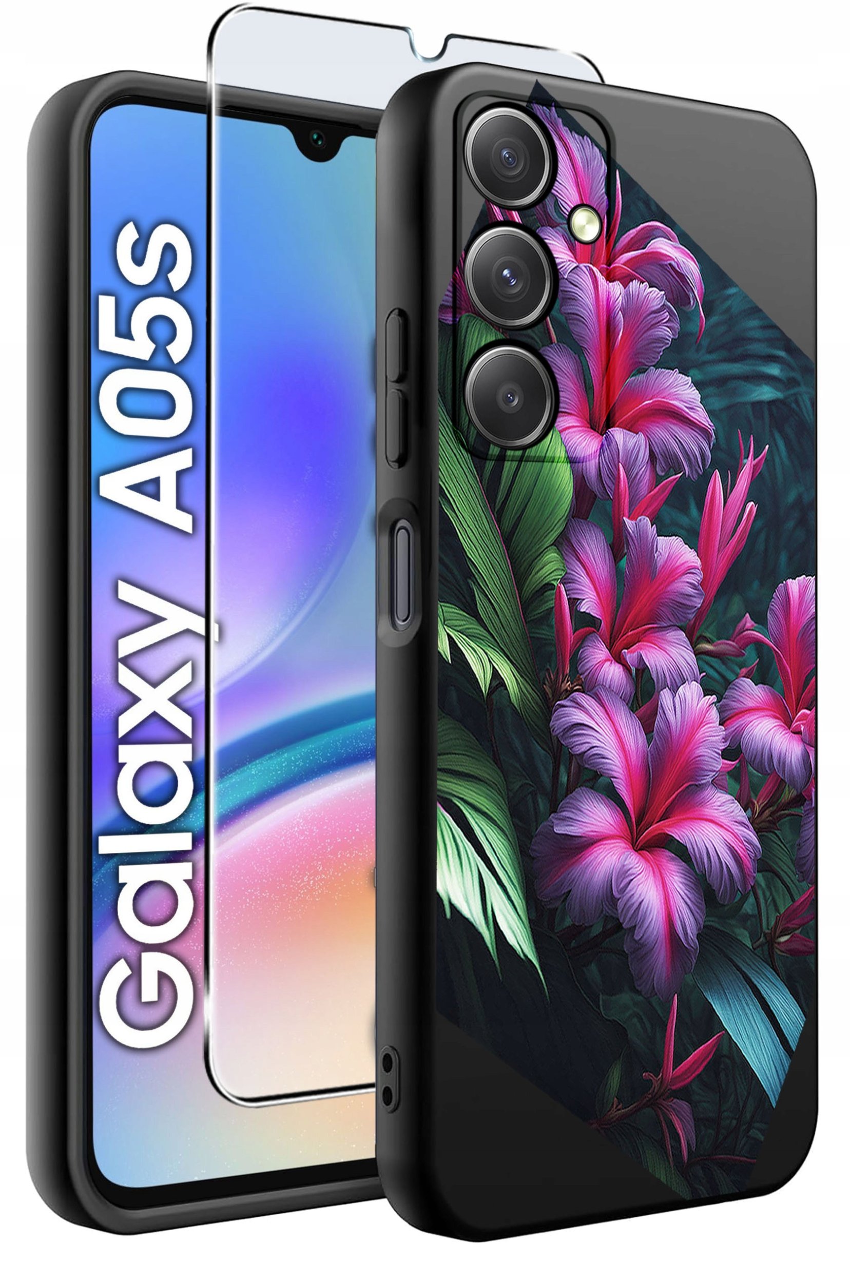 ETUI do Samsung A05s WZORY | SILIKONOWE MATT CASE + SZKŁO 9H