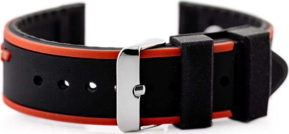 Pasek gumowy do zegarka U06 - czarny/bordowy- 20mm