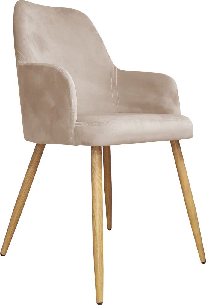 Atos Krzesło WEZERA VELVET beżowe/dąb do salonu ATOS