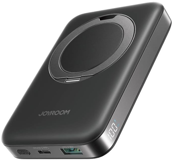 Magnetyczny bezprzewodowy powerbank Joyroom JR-PBM12 22,5W z uchwytem (czarny)