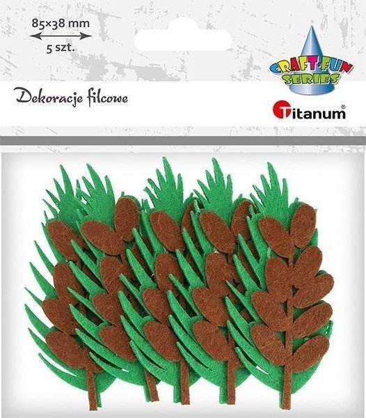 Filcowe liście 3D 38x85mm zielono-brązowe 2szt