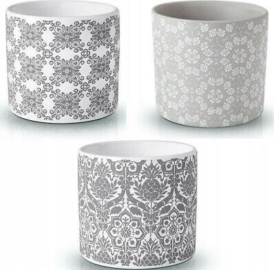 Polnix Doniczka ceramiczna mix wzorów 12,5 cm szara