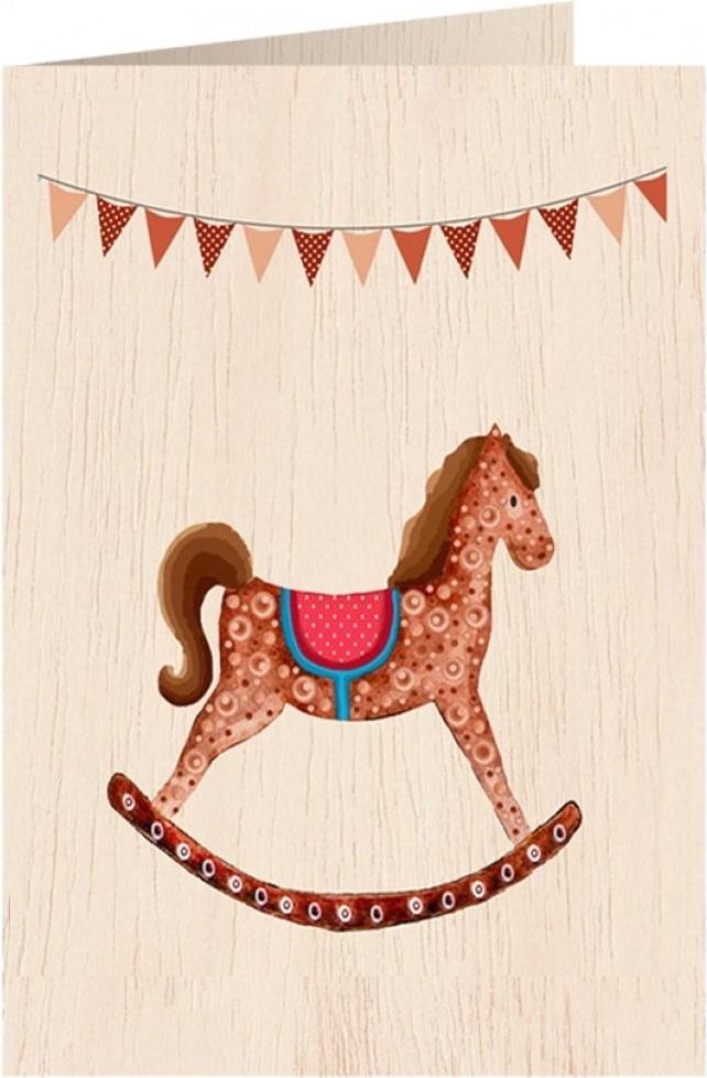 Cozywood Karnet drewniany C6 + koperta Konik na biegunach