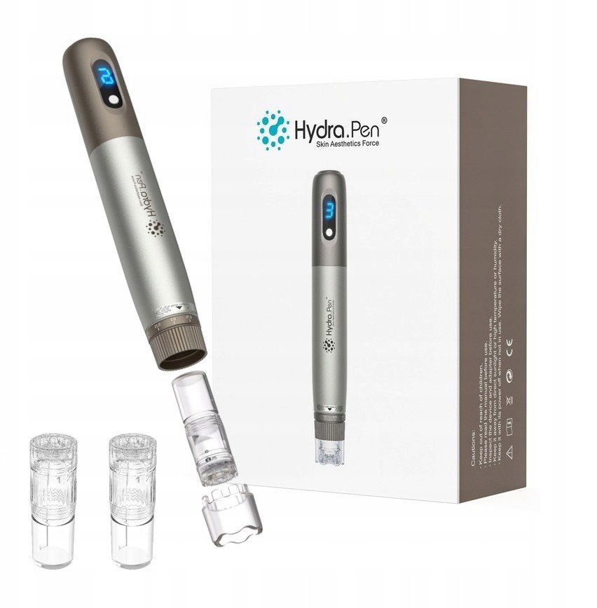 Dermapen Hydra Pen do mezoterapii - Zestaw z 2 wymiennymi kartridżami