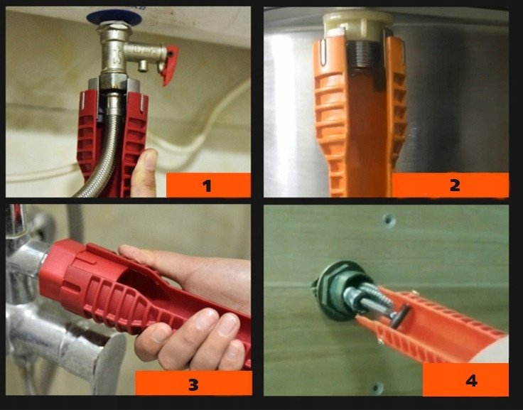 KLUCZ HYDRAULICZNY UNIWERSALNY 8 w 1 DO RUR MONTAŻU BATERII ZLEWU UMYWALK