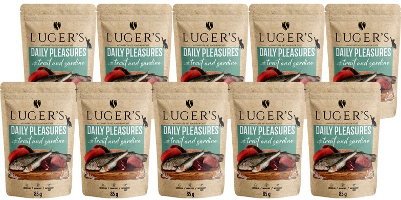 Karma mokra dla kota Luger's Daily Pleasures z pstrągiem i sardynką zestaw 10 x 85 g