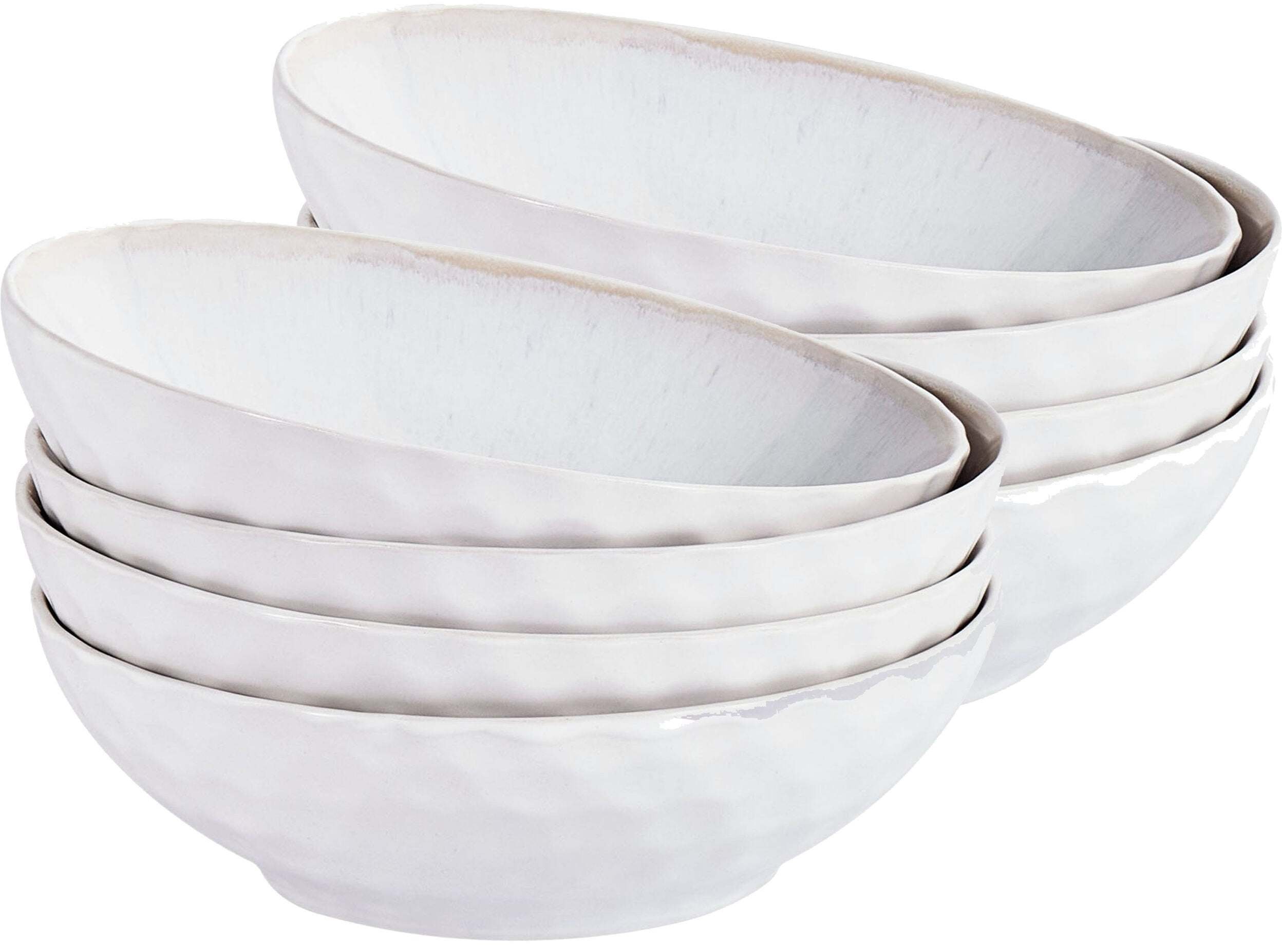 Beliani Zestaw 8 głębokie talerze SESAME Kamionka Jasnoszary