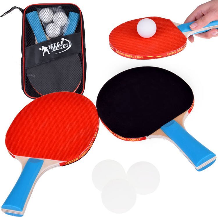 Jokomisiada Drewniane PALETKI do gry w ping-pong + 3 piłeczki Tenis stołowy SP0768