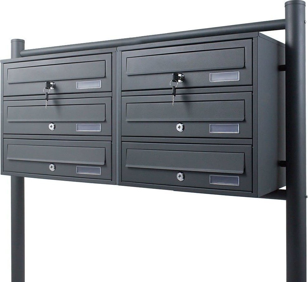 Bituxx SKRZYNKA POCZTOWA LOKATORSKA 2x3 GRAFITOWA STAL NIERDZEWNA