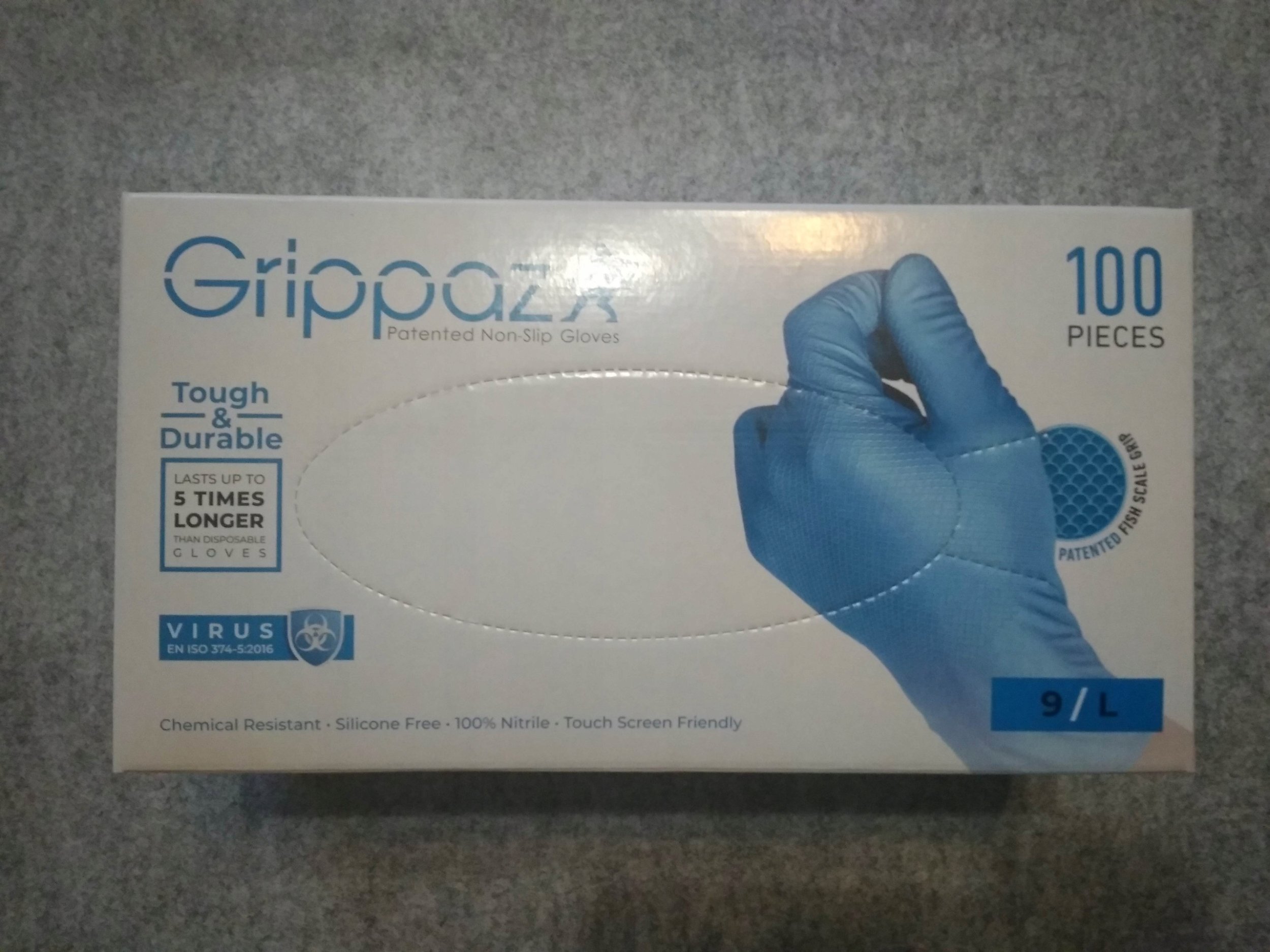 Disposable nitrile gloves with rough palm GRIPPAZ-245VB, size L, 100pcs.