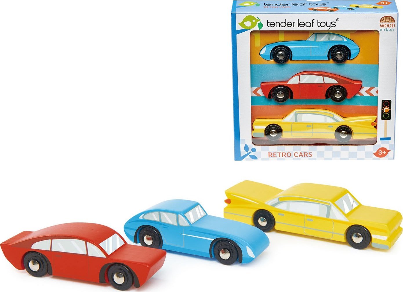 Tender Toys Samochody zabawki retro auta 3 sztuki Tender Leaf Toys