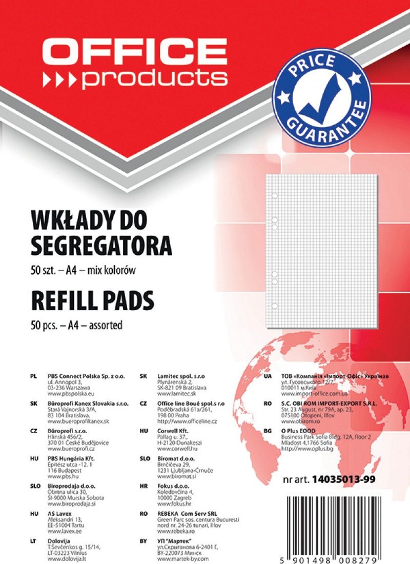 Anna Zaradna WKŁAD DO SEGREGATORA A4/50K KRATKA KOLOR