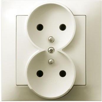 Ospel Gniazdo Impresja podwójne z uziemieniem ecru (GP-2YZ/27)