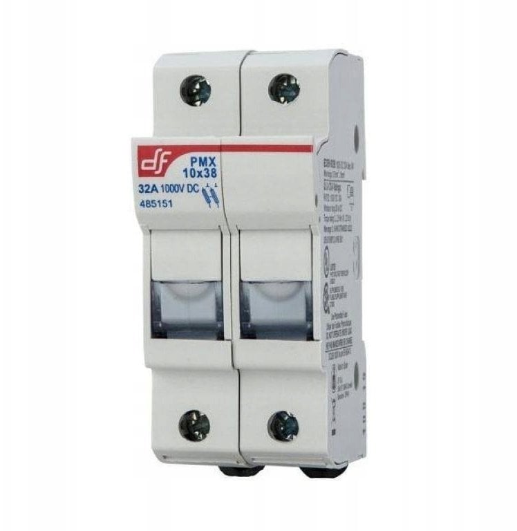 MOREK Rozłącznik, podstawa bezpiecznikowa PMX 2P do bezpieczników 10x38, 1000V DC, 32A, dla instalacji PV 485151