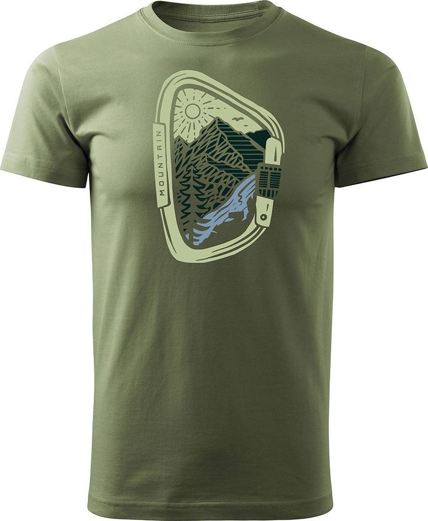 Topslang Koszulka z górami w góry karabińczyk trekkingowa męska khaki REGULAR XL